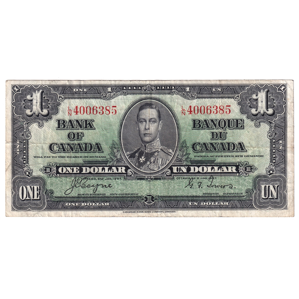 BC-21d 1937 Canada $1 Coyne-Towers, L/N, F-VF (F15)