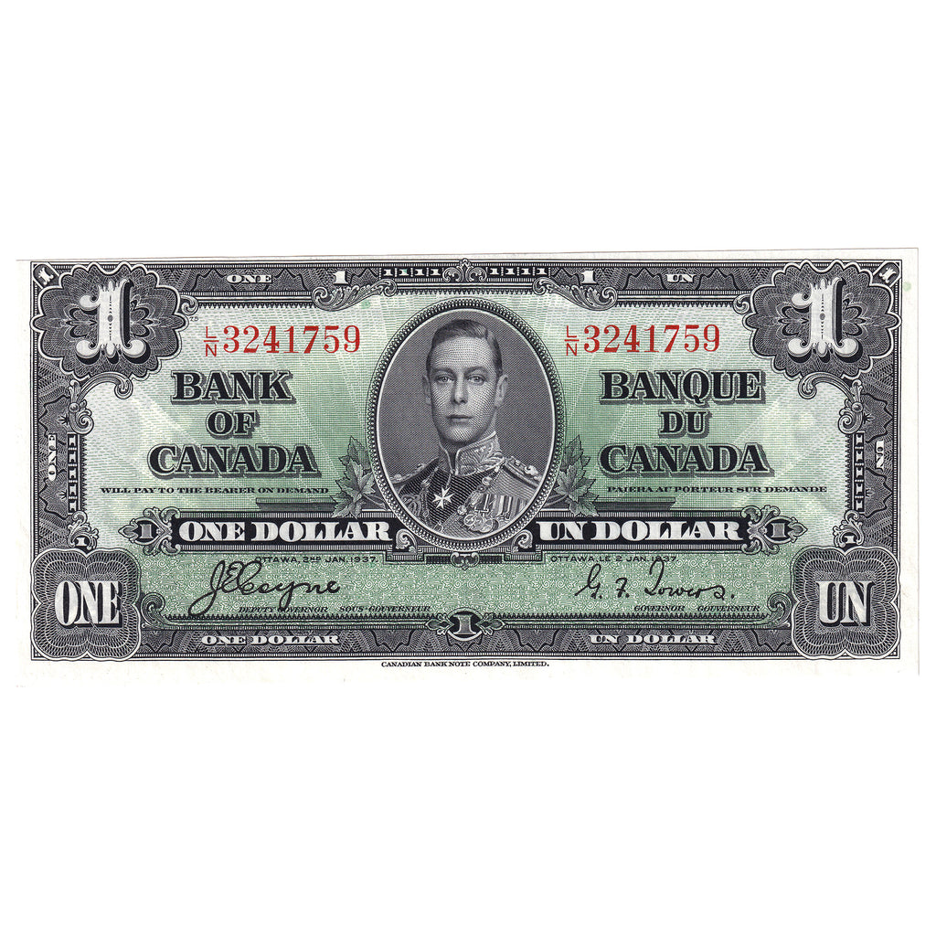 BC-21d 1937 Canada $1 Coyne-Towers, L/N, UNC