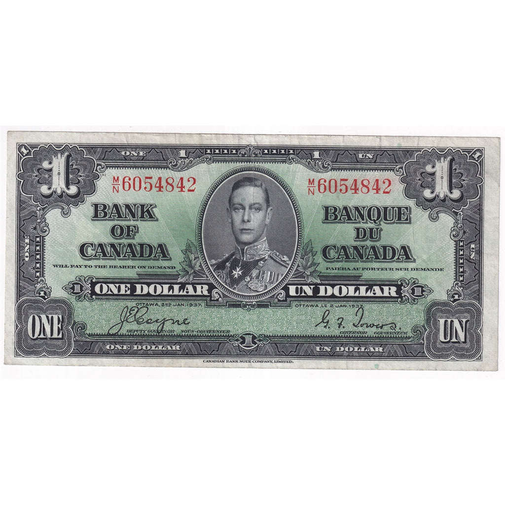 BC-21d 1937 Canada $1 Coyne-Towers, M/N, F-VF (F15)