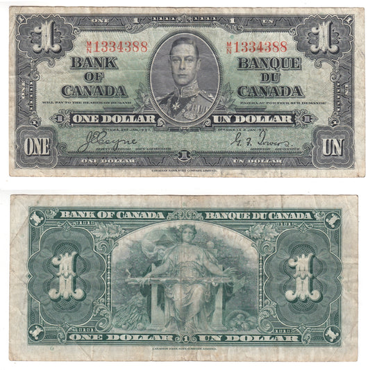 BC-21d 1937 Canada $1 Coyne-Towers, M/N, VF