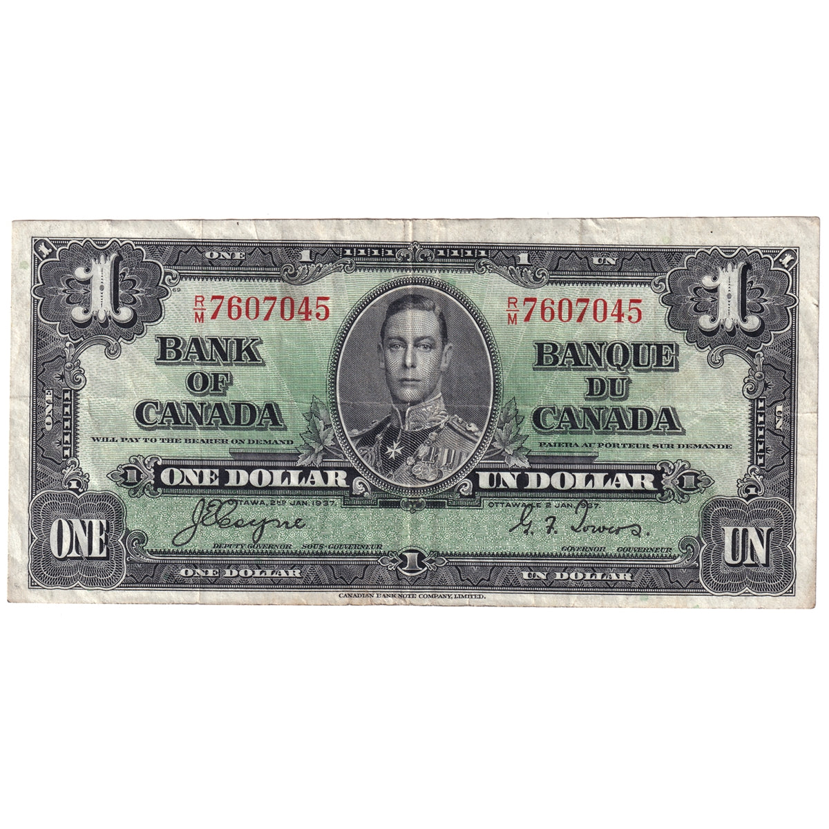 BC-21d 1937 Canada $1 Coyne-Towers, R/M, VF