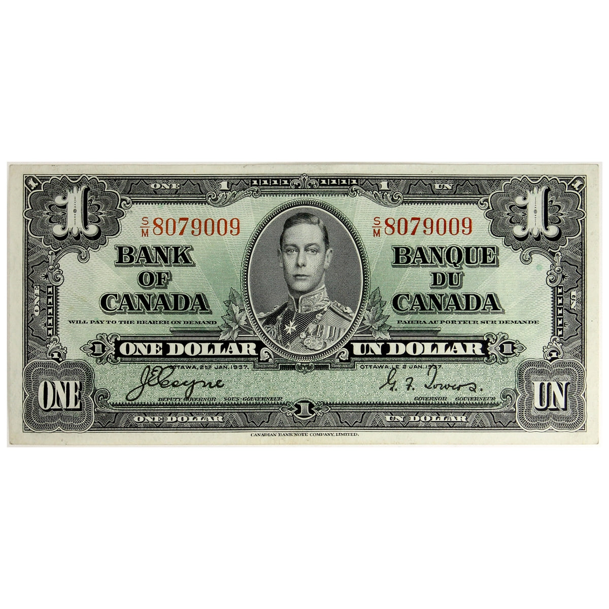 BC-21d 1937 Canada $1 Coyne-Towers, S/M, EF-AU (EF45)