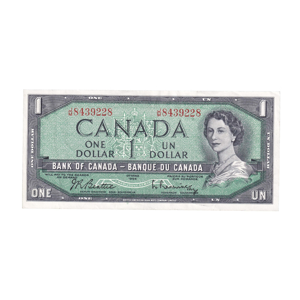BC-37b-i 1954 Canada $1 Beattie-Rasminsky, J/M, EF
