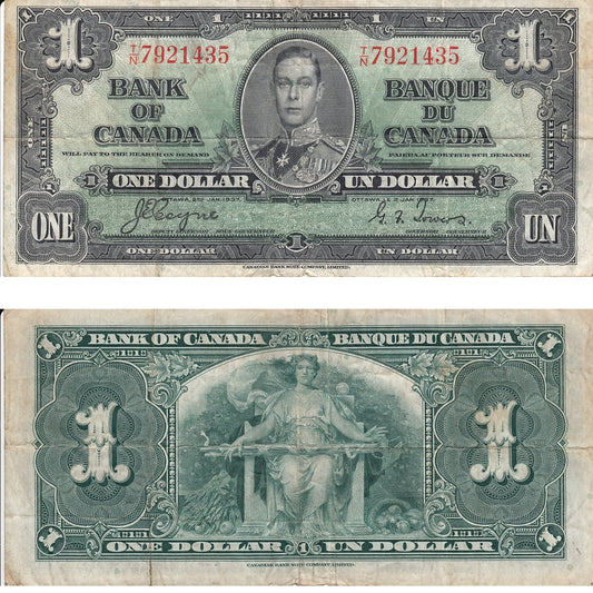 BC-21d 1937 Canada $1 Coyne-Towers, T/N, F-VF