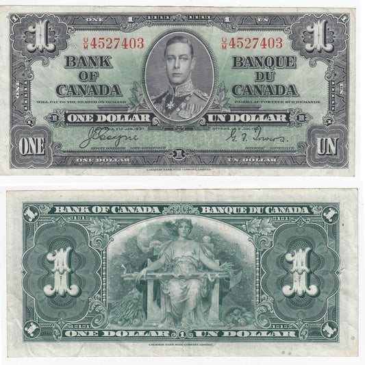 BC-21d 1937 Canada $1 Coyne-Towers, U/M, VF