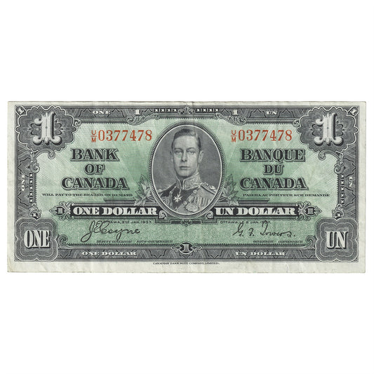 BC-21d 1937 Canada $1 Coyne-Towers, U/M, VF-EF