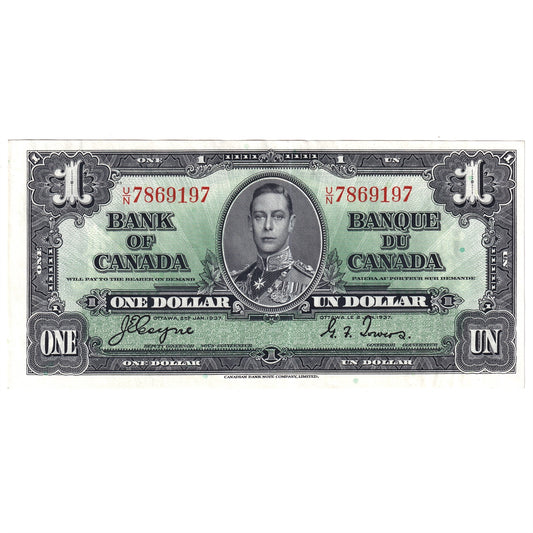 BC-21d 1937 Canada $1 Coyne-Towers, U/N, AU
