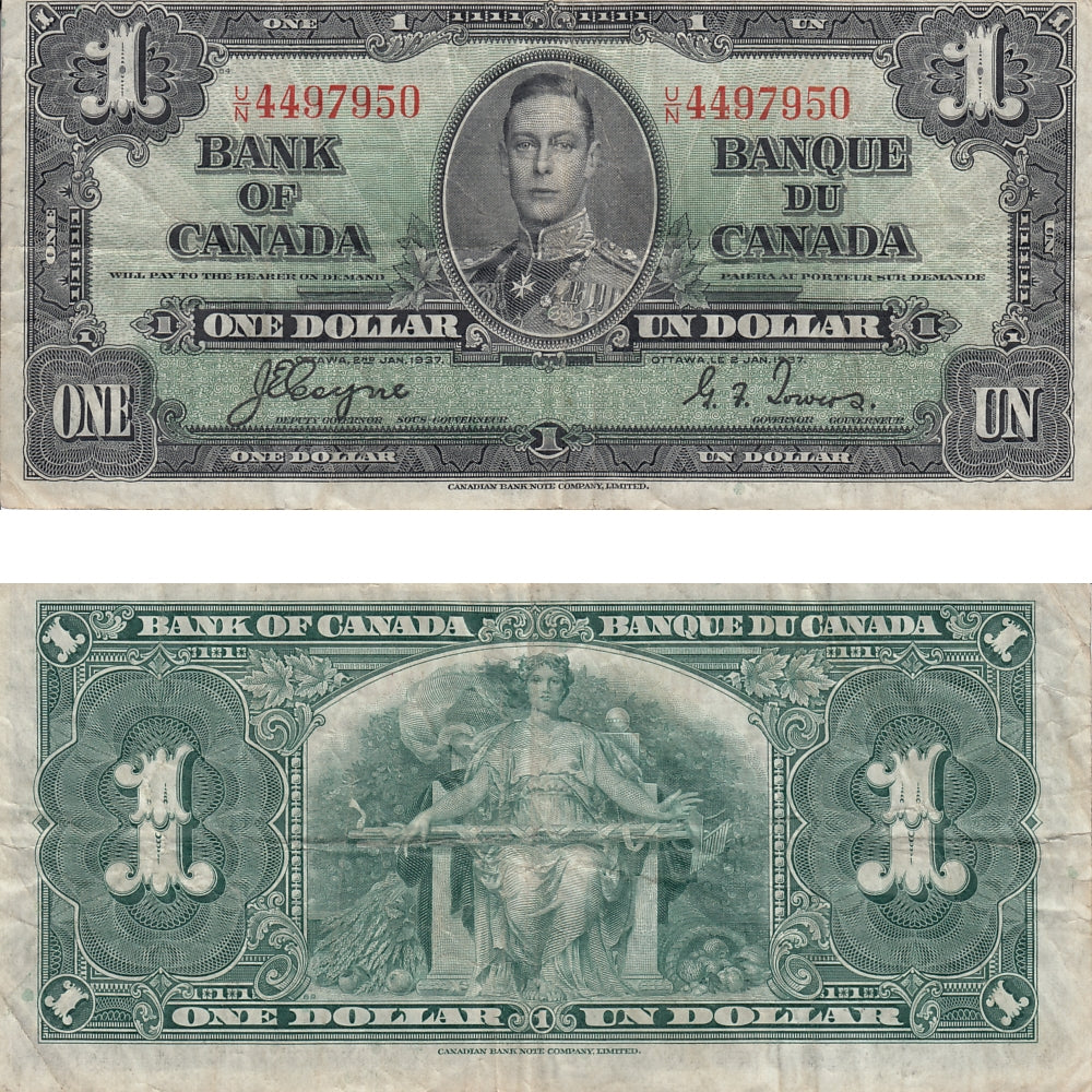 BC-21d 1937 Canada $1 Coyne-Towers, U/N, F-VF