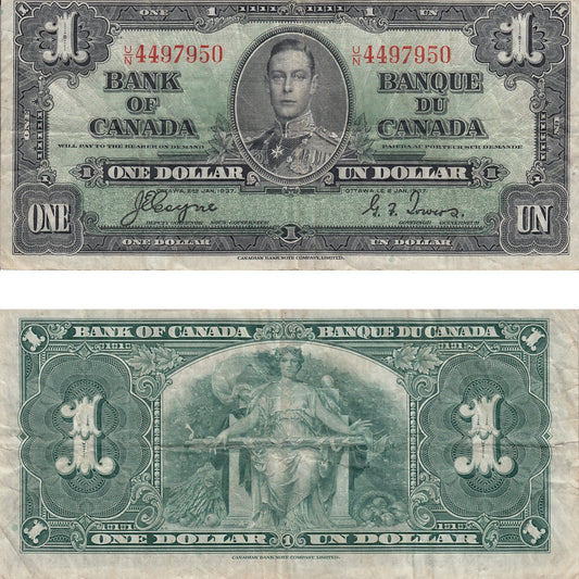 BC-21d 1937 Canada $1 Coyne-Towers, U/N, F-VF