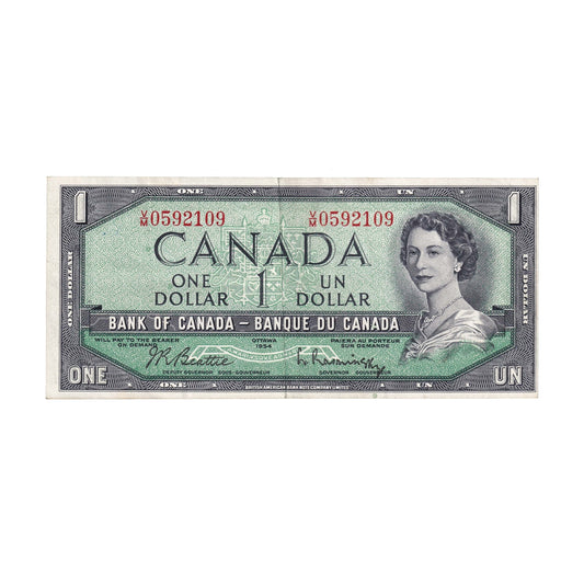BC-37b-i 1954 Canada $1 Beattie-Rasminsky, V/M, Extra Fine (EF40)