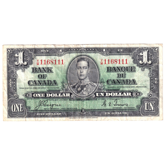 BC-21d 1937 Canada $1 Coyne-Towers, Y/M, VF