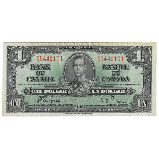 BC-21d 1937 Canada $1 Coyne-Towers, Z/M, AU