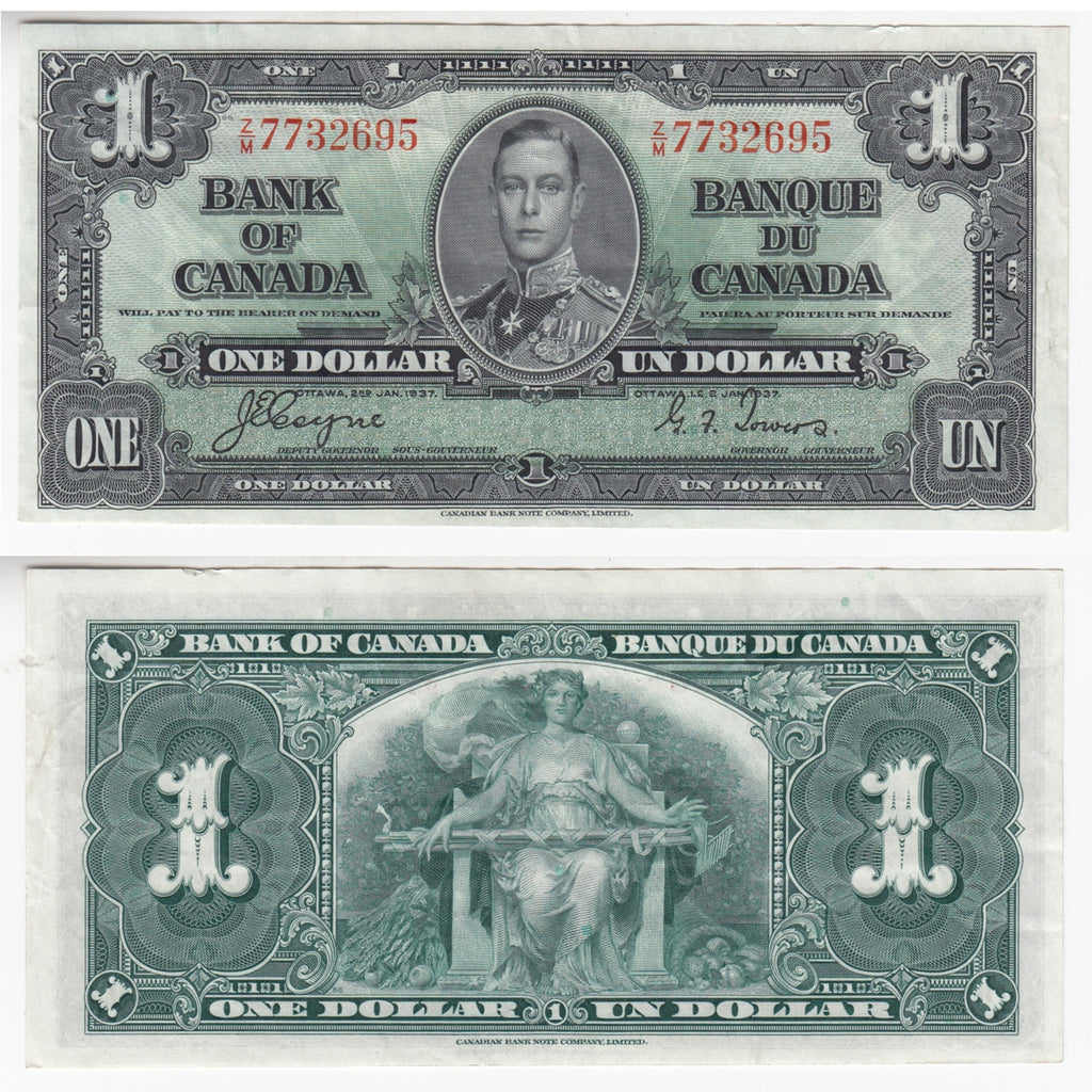 BC-21d 1937 Canada $1 Coyne-Towers, Z/M, EF