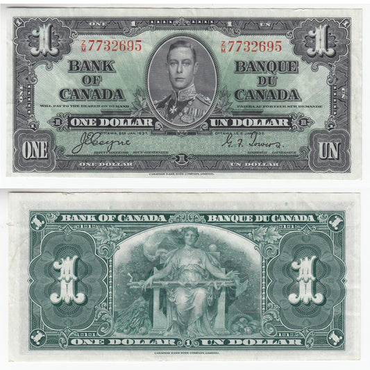 BC-21d 1937 Canada $1 Coyne-Towers, Z/M, EF