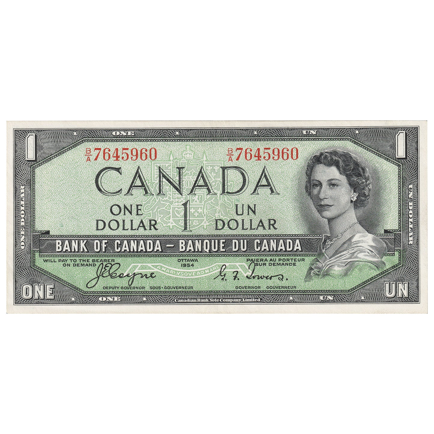 BC-29a 1954 Canada $1 Coyne-Towers, Devil's Face, B/A, AU
