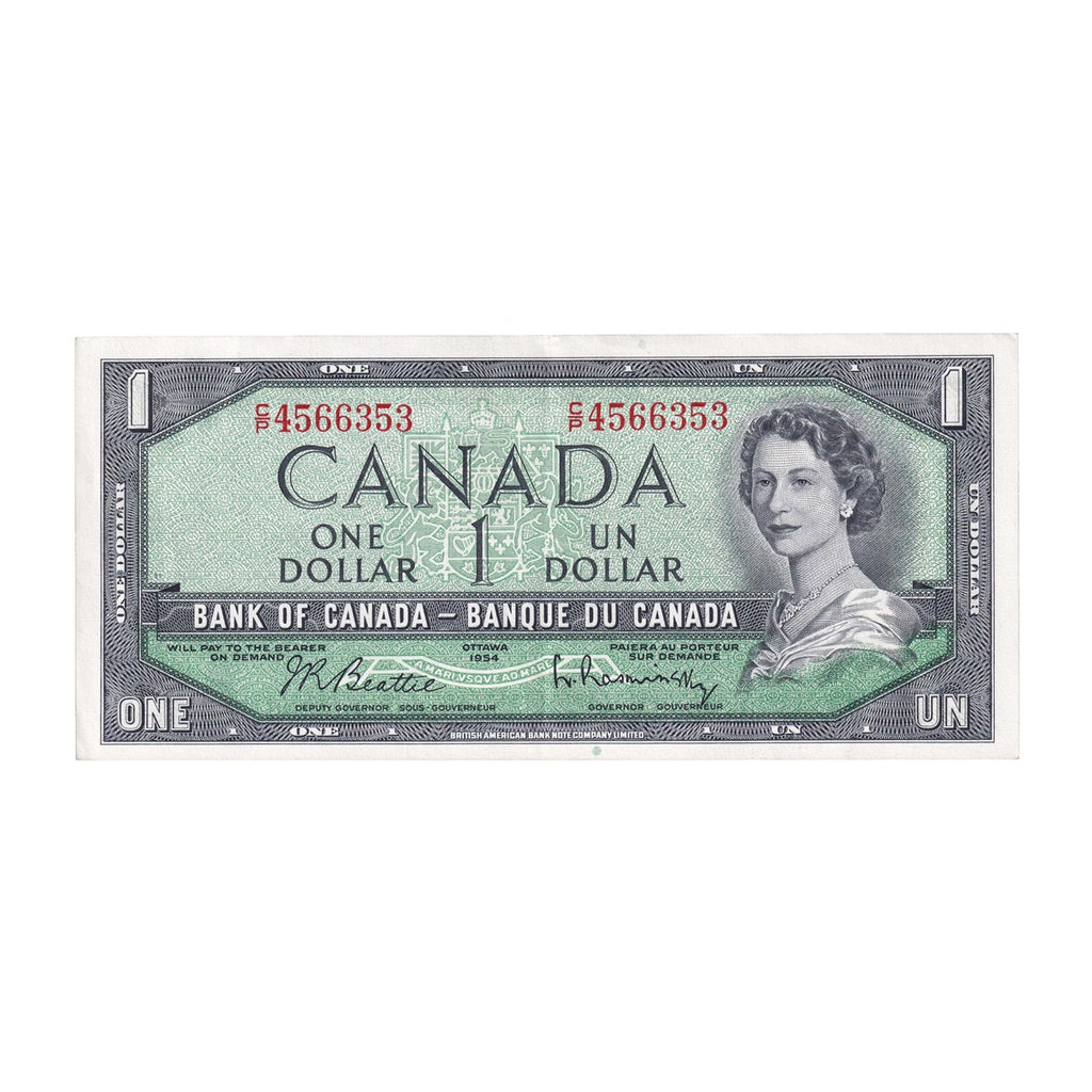 BC-37b-i 1954 Canada $1 Beattie-Rasminsky, C/P, EF-AU (EF45)