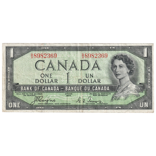 BC-29a 1954 Canada $1 Coyne-Towers, Devil's Face, B/A, VF