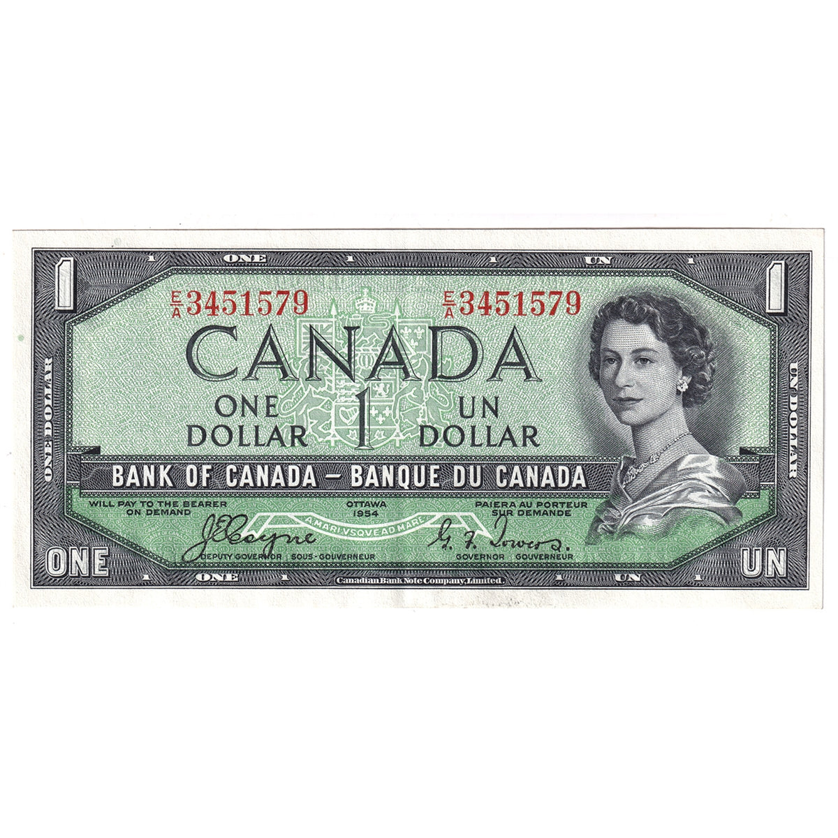 BC-29a 1954 Canada $1 Coyne-Towers, Devil's Face, E/A, EF-AU (EF45)