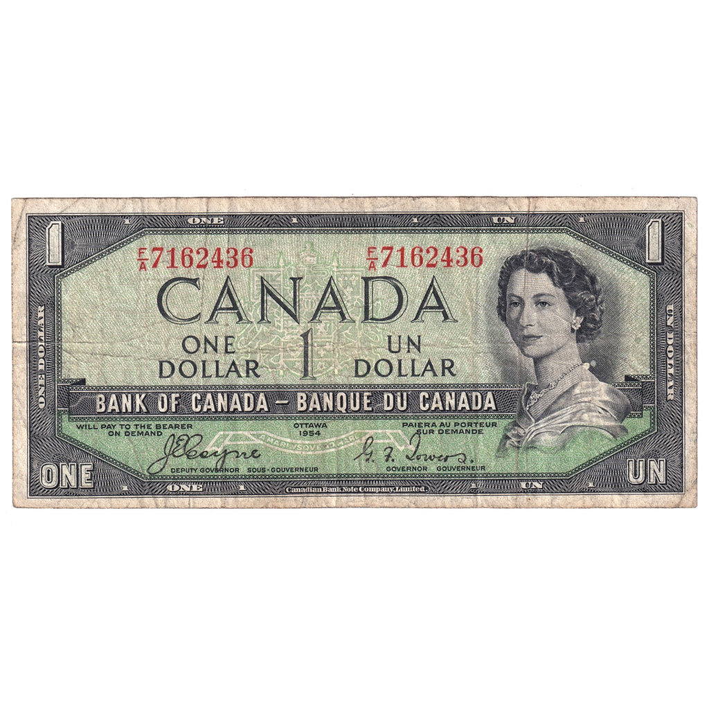 BC-29a 1954 Canada $1 Coyne-Towers, Devil's Face, F/A, Fine (F12)