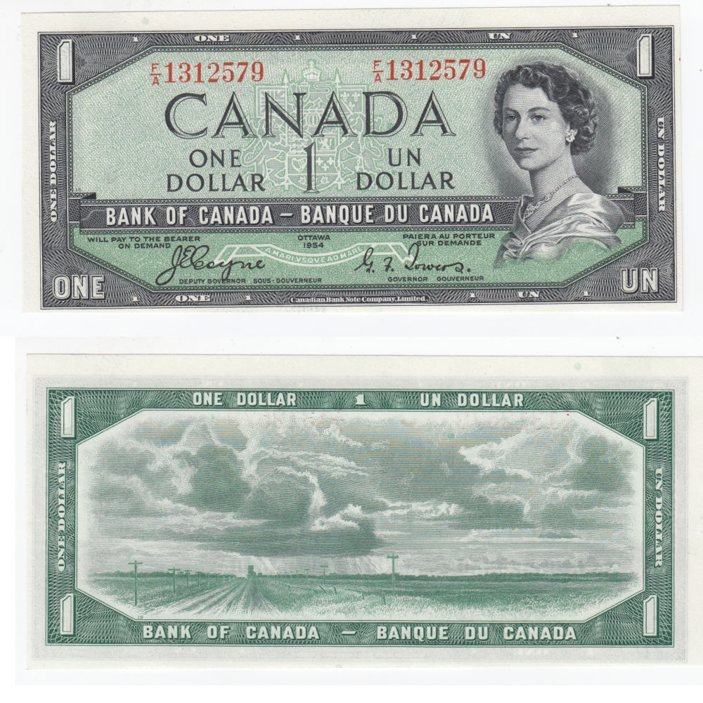 BC-29a 1954 Canada $1 Coyne-Towers, Devil's Face, F/A, Uncirculated (MS60)