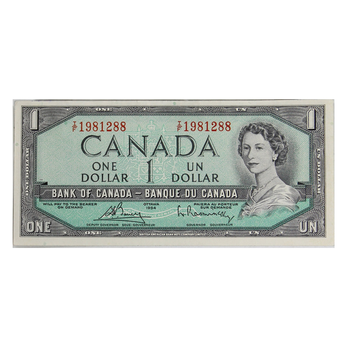 BC-37c 1954 Canada $1 Bouey-Rasminsky, I/F, Extra Fine (EF40)