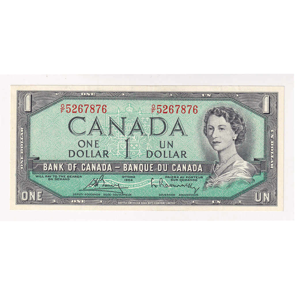 BC-37c 1954 Canada $1 Bouey-Rasminsky, O/F, Extra Fine (EF40)