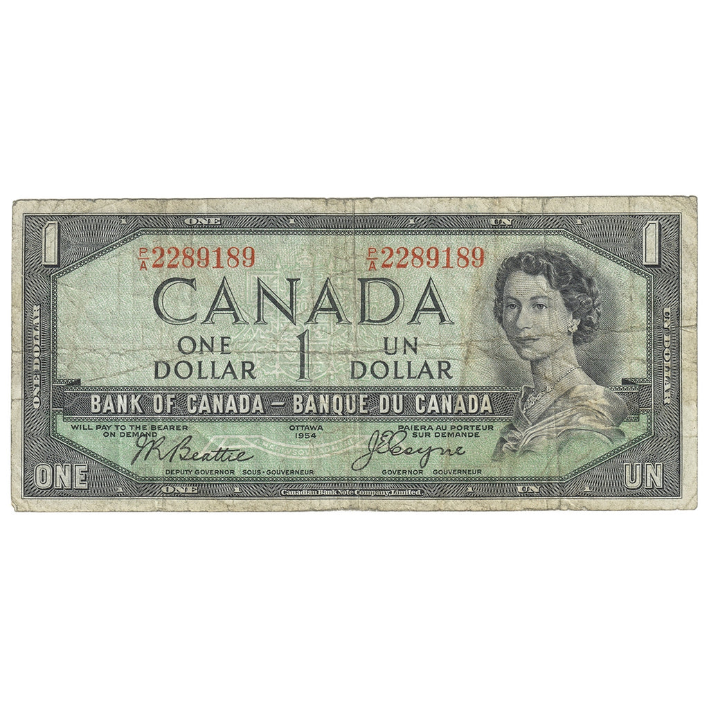 BC-29b 1954 Canada $1 Beattie-Coyne, Devil's Face, P/A, Very Good (VG8)