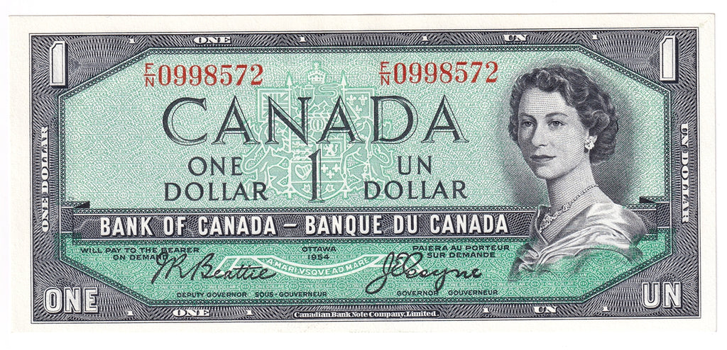 BC-37a 1954 Canada $1 Beattie-Coyne, F/N, Choice Uncirculated (CUNC63)