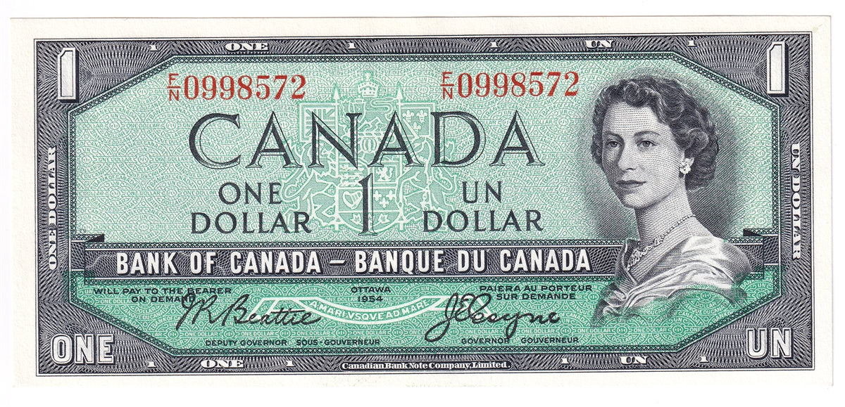 BC-37a 1954 Canada $1 Beattie-Coyne, F/N, Choice Uncirculated (CUNC63)