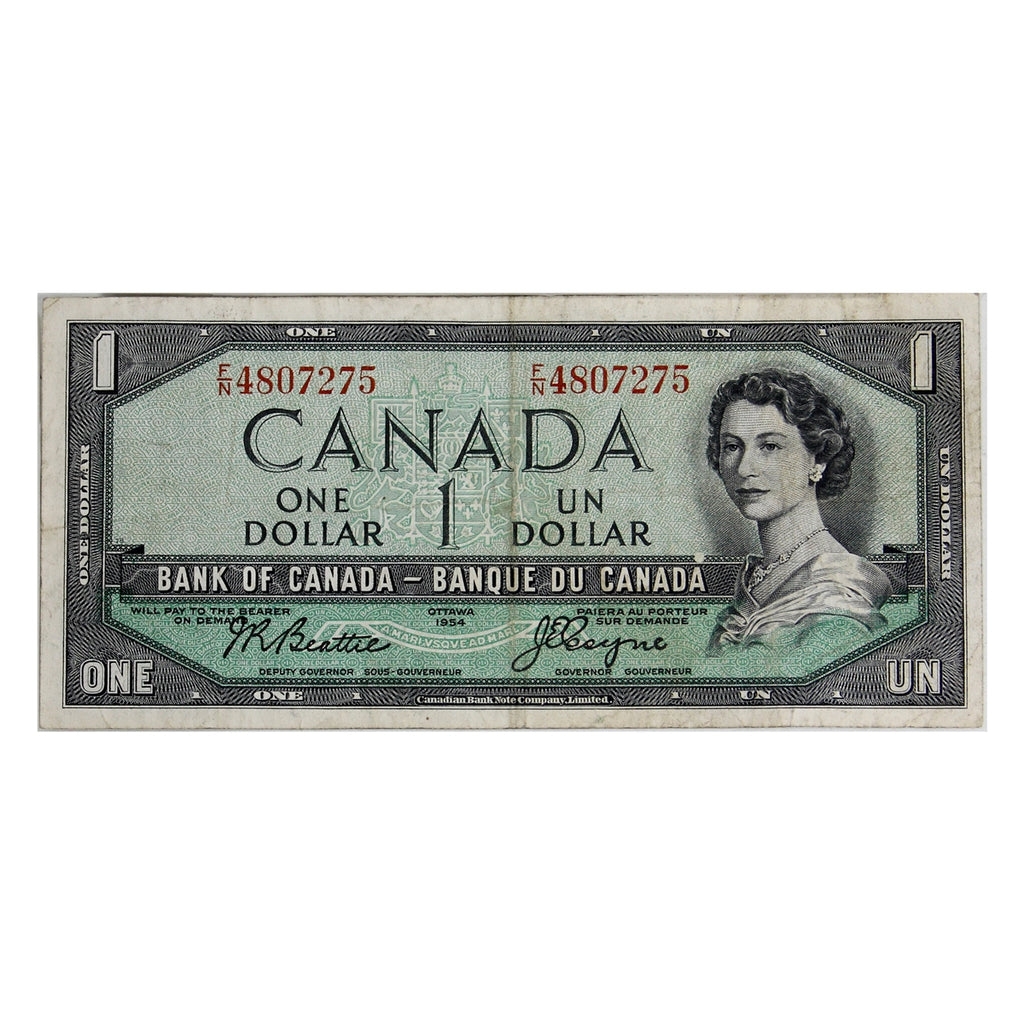 BC-37a 1954 Canada $1 Beattie-Coyne, F/N, Very Fine (VF20)