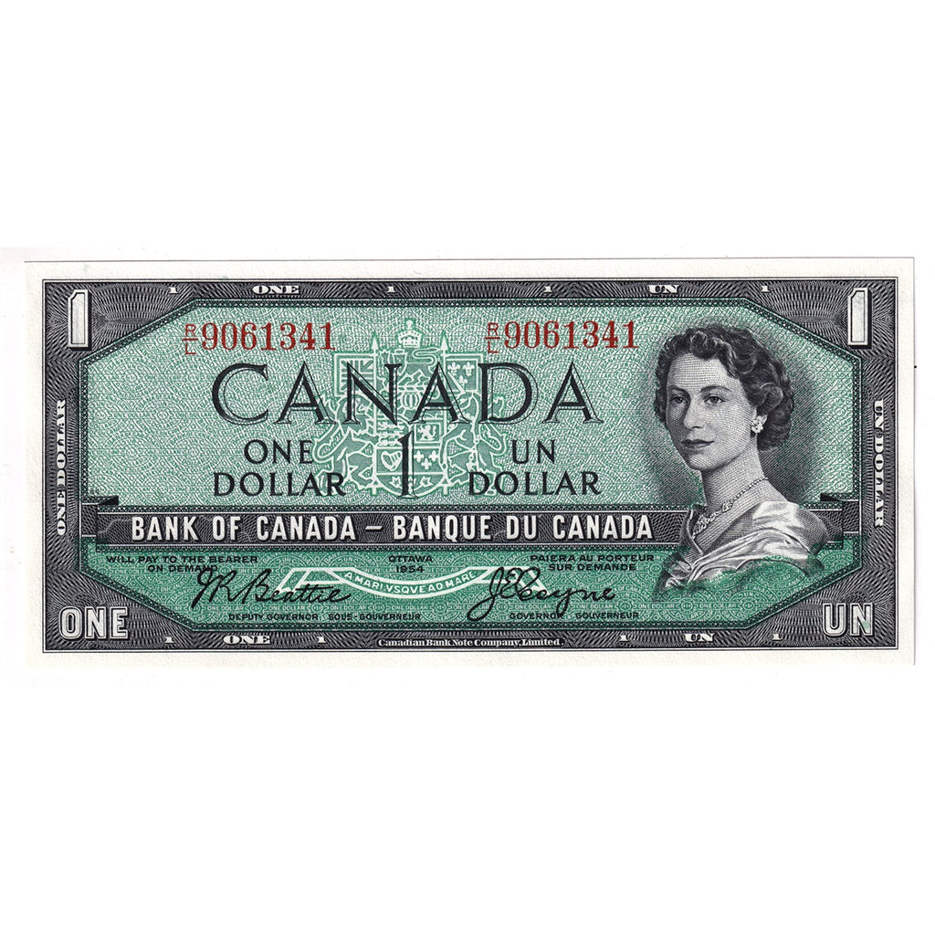 BC-37a 1954 Canada $1 Beattie-Coyne, R/L, AU-UNC (AU55)
