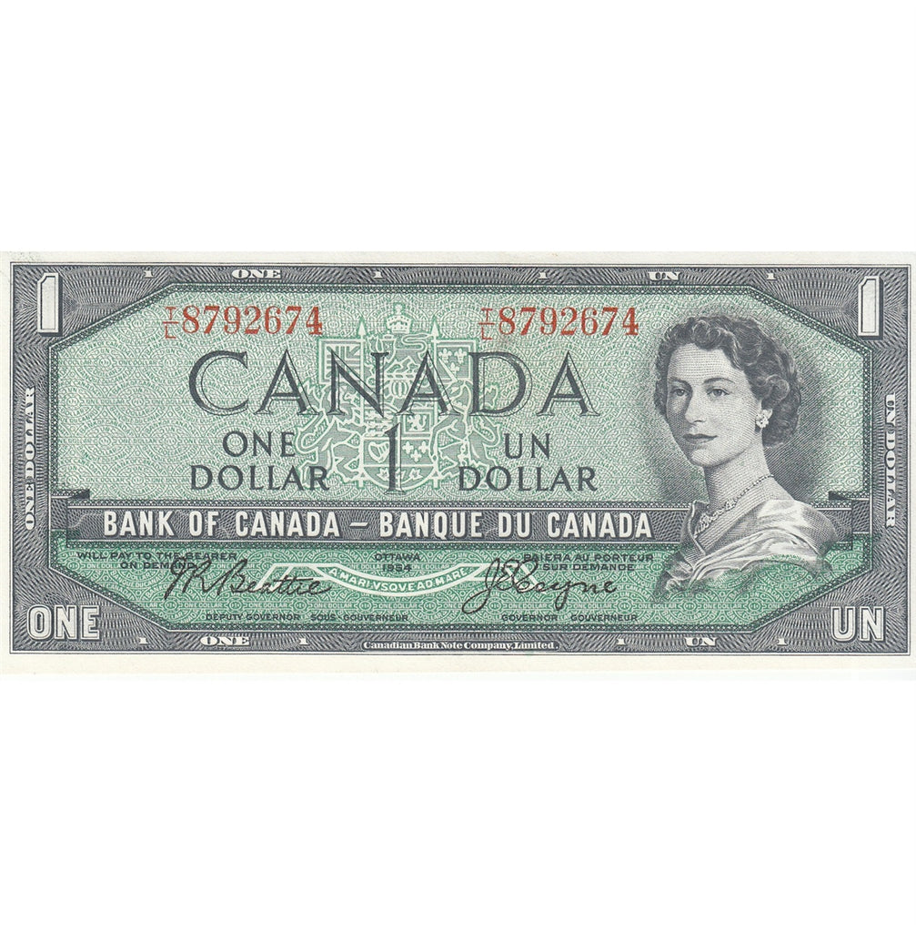 BC-37a 1954 Canada $1 Beattie-Coyne, T/L, Choice Uncirculated (CUNC63)