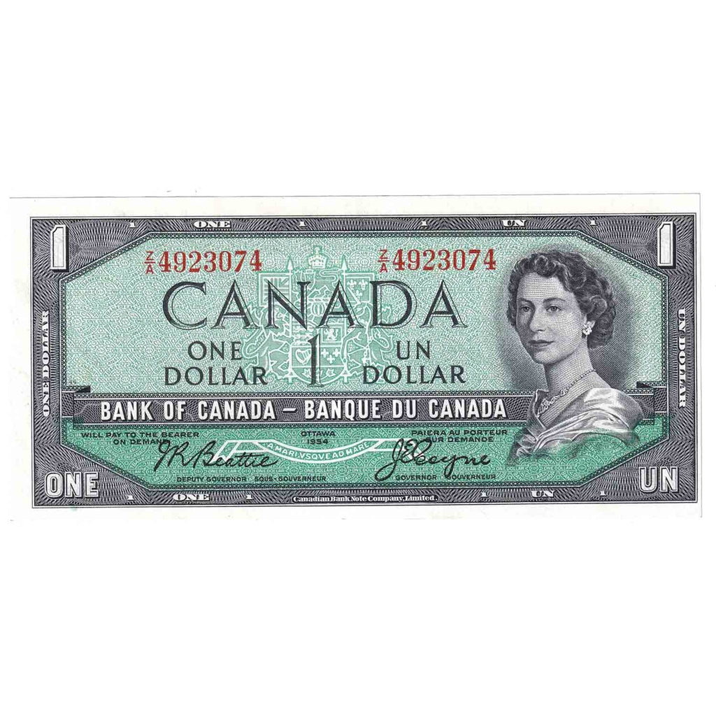 BC-37a 1954 Canada $1 Beattie-Coyne, Z/A, AU-UNC (AU55)