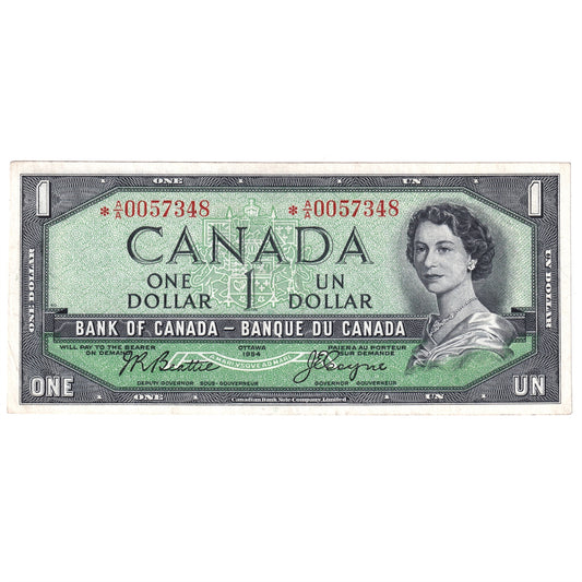 BC-37aA 1954 Canada $1 Beattie-Coyne, *A/A, VF-EF
