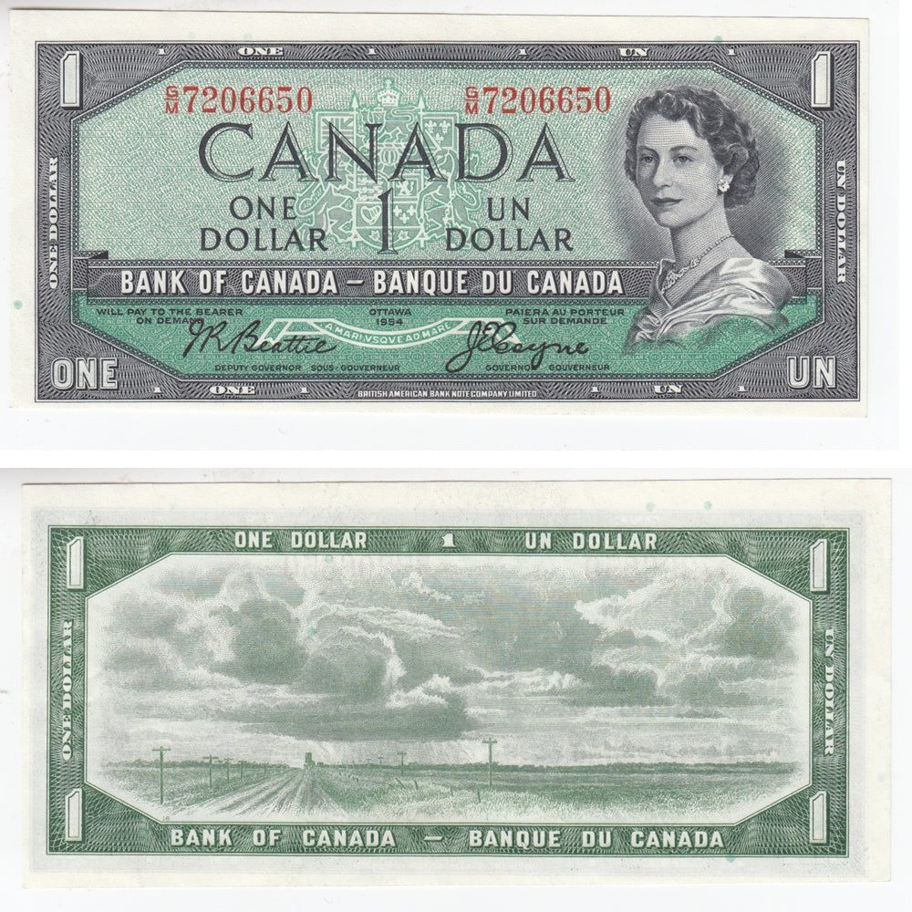 BC-37a-i 1954 Canada $1 Beattie-Coyne, G/M, Uncirculated (MS60)