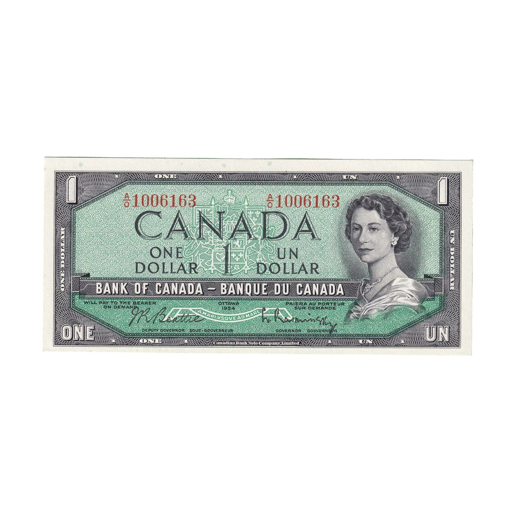 BC-37b 1954 Canada $1 Beattie-Rasminsky, A/O, Choice Uncirculated (CUNC63)