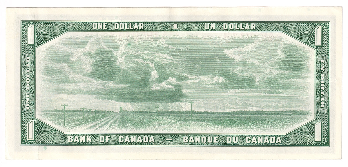 BC-37b 1954 Canada $1 Beattie-Rasminsky, E/O, Almost Uncirculated (AU50)