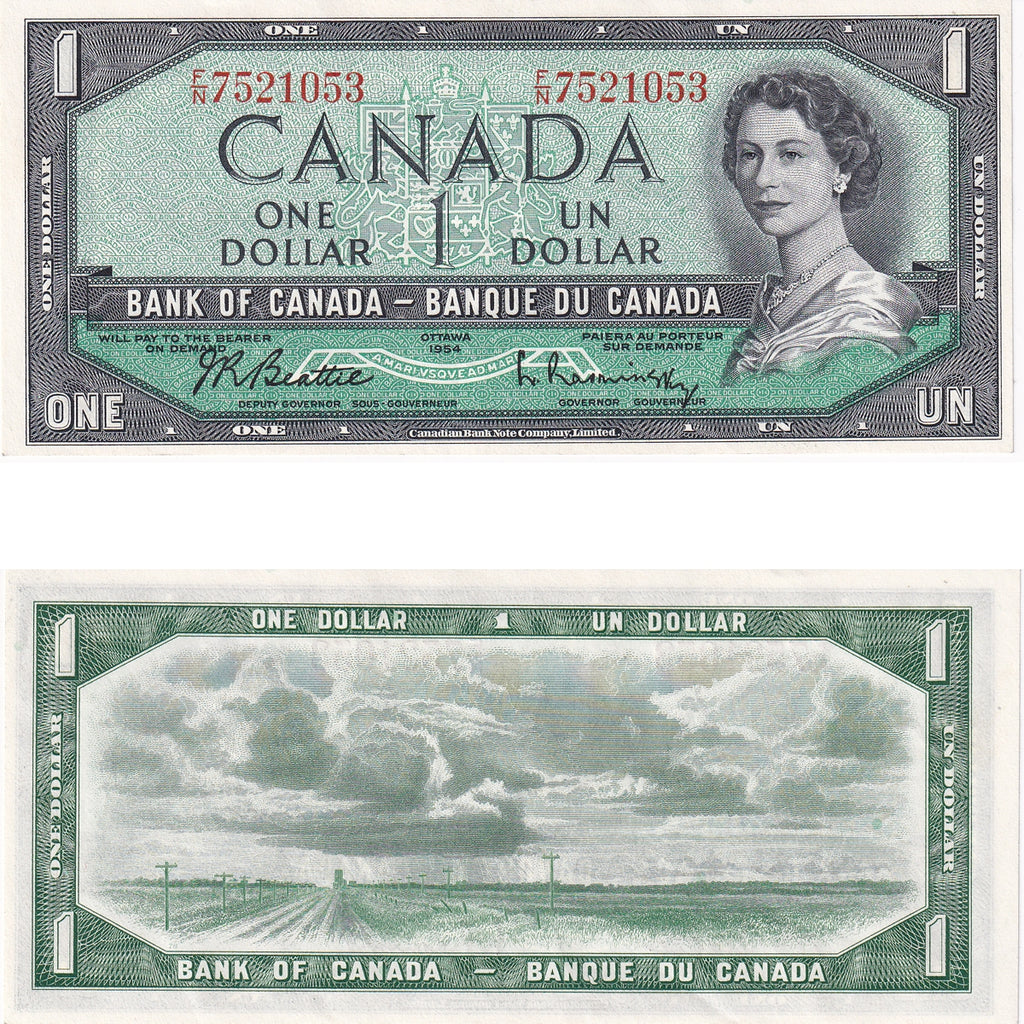 BC-37b 1954 Canada $1 Beattie-Rasminsky, F/N, Uncirculated (MS60)