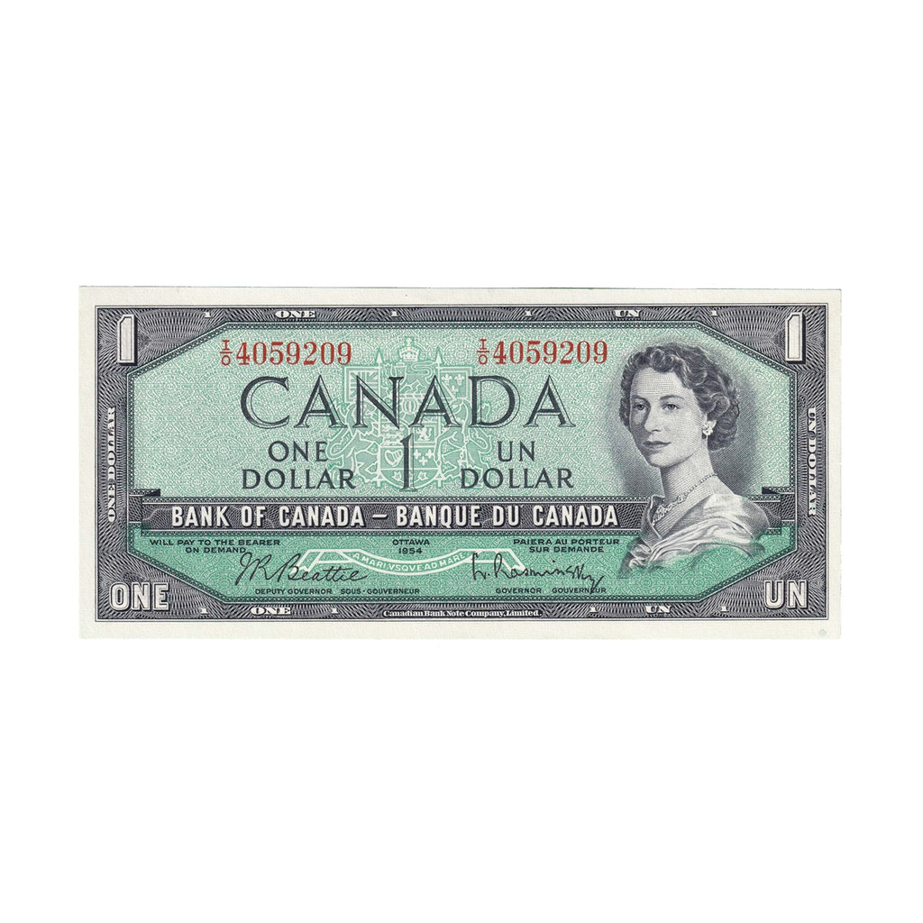BC-37b 1954 Canada $1 Beattie-Rasminsky, I/O, Uncirculated (MS60)