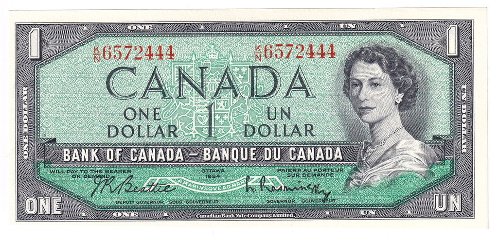 BC-37b 1954 Canada $1 Beattie-Rasminsky, K/N, Uncirculated (MS60)