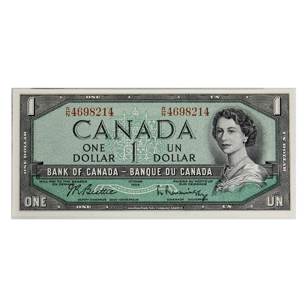 BC-37b 1954 Canada $1 Beattie-Rasminsky, R/N, Choice Uncirculated (CUNC63)
