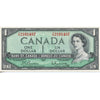 BC-37b 1954 Canada $1 Beattie-Rasminsky, T/O, Almost Uncirculated (AU50)