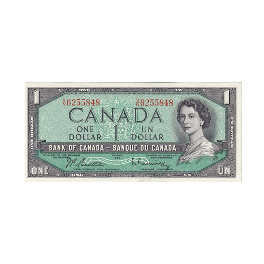 BC-37b 1954 Canada $1 Beattie-Rasminsky, V/N, Uncirculated (MS60)