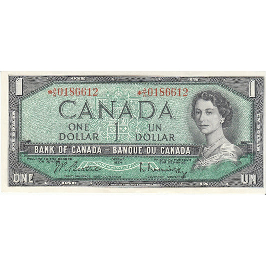 BC-37bA 1954 Canada $1 Beattie-Rasminsky, *A/A, AU-UNC