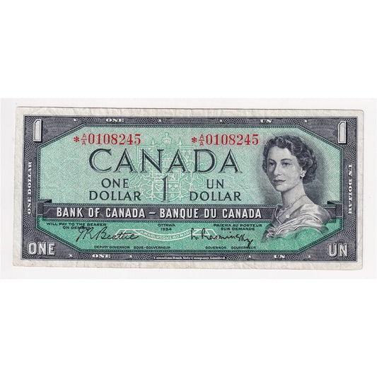 BC-37bA 1954 Canada $1 Beattie-Rasminsky, *A/A, F