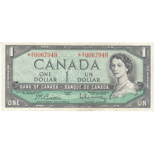 BC-37bA 1954 Canada $1 Beattie-Rasminsky, *A/Y, VF