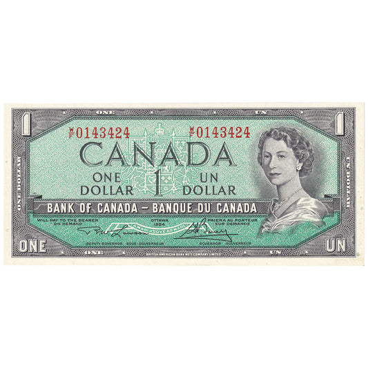 BC-37d 1954 Canada $1 Lawson-Bouey, W/F, UNC