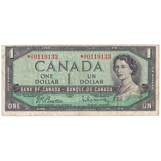 BC-37bA 1954 Canada $1 Beattie-Rasminsky, *H/Y, F