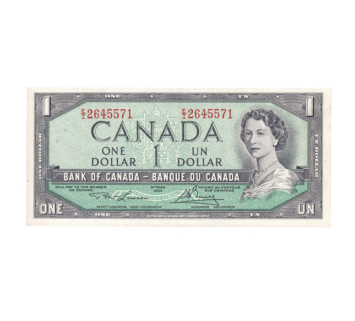 BC-37d 1954 Canada $1 Lawson-Bouey, E/I, EF-AU (EF45)