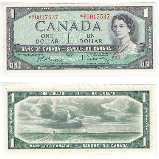BC-37bA 1954 Canada $1 Beattie-Rasminsky, *O/Y, VF